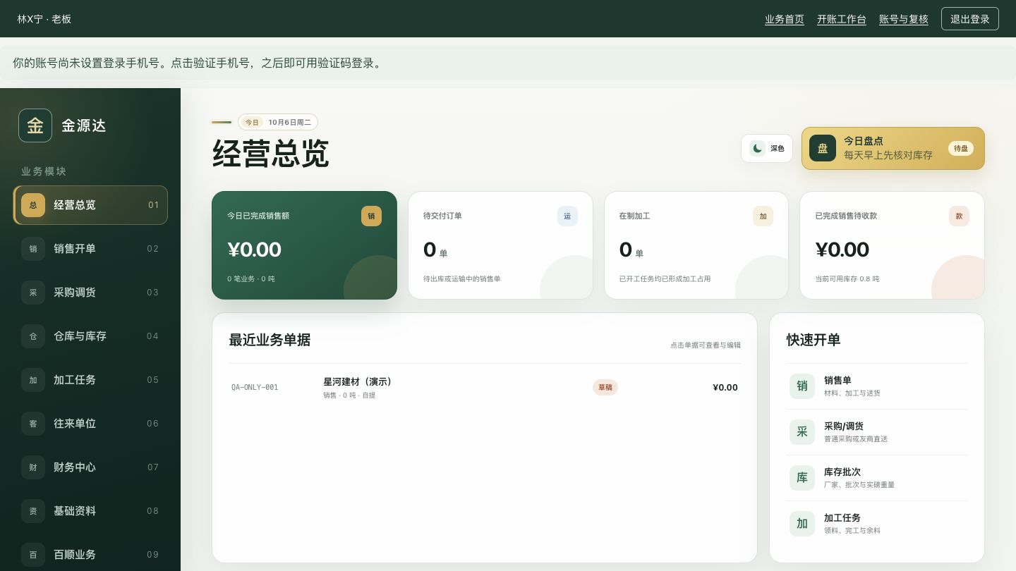 界面示意 · 业务概况